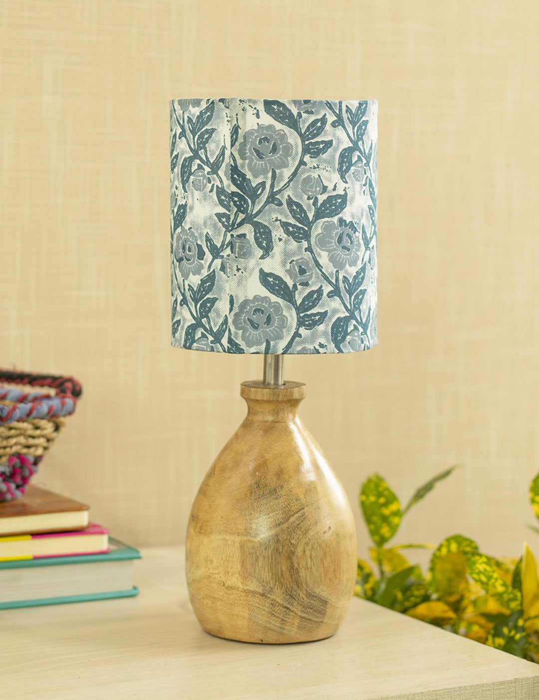 Wooden Table Lamp With Grey Shade - Grey - MARKET 99