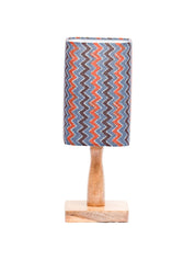 Wooden Table Lamp With Zig Zag Print Shade - MARKET 99