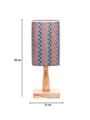 Wooden Table Lamp With Zig Zag Print Shade - MARKET 99