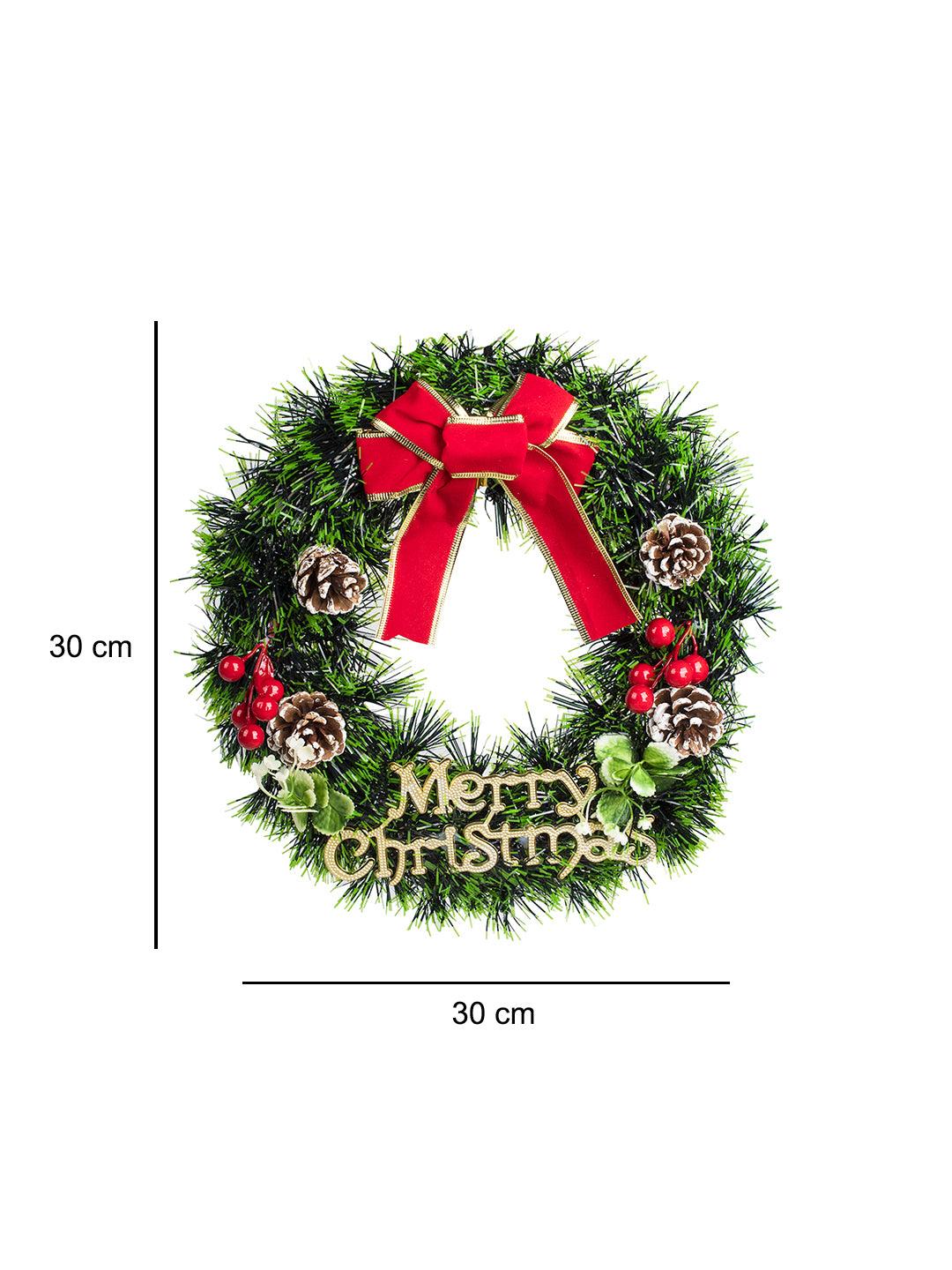 Wreath With Ribbon - Christmas Hanging Wreath - MARKET 99