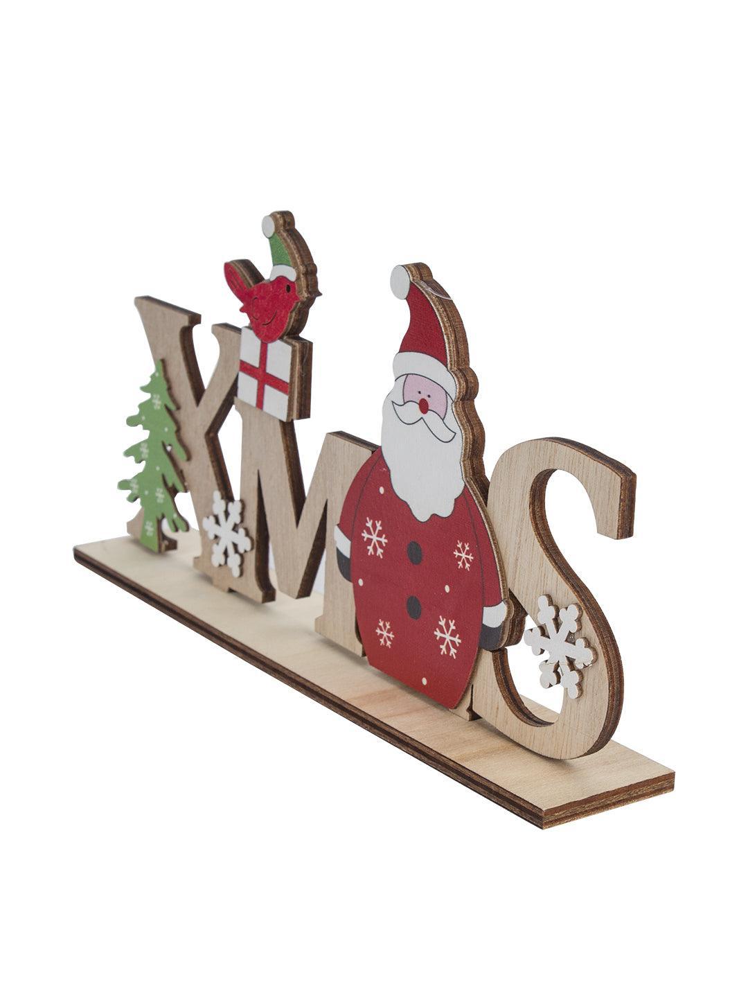 "Xmas" Standing Plaque With Standing Santa Claus - Christmas Decoration Showpiece - MARKET 99