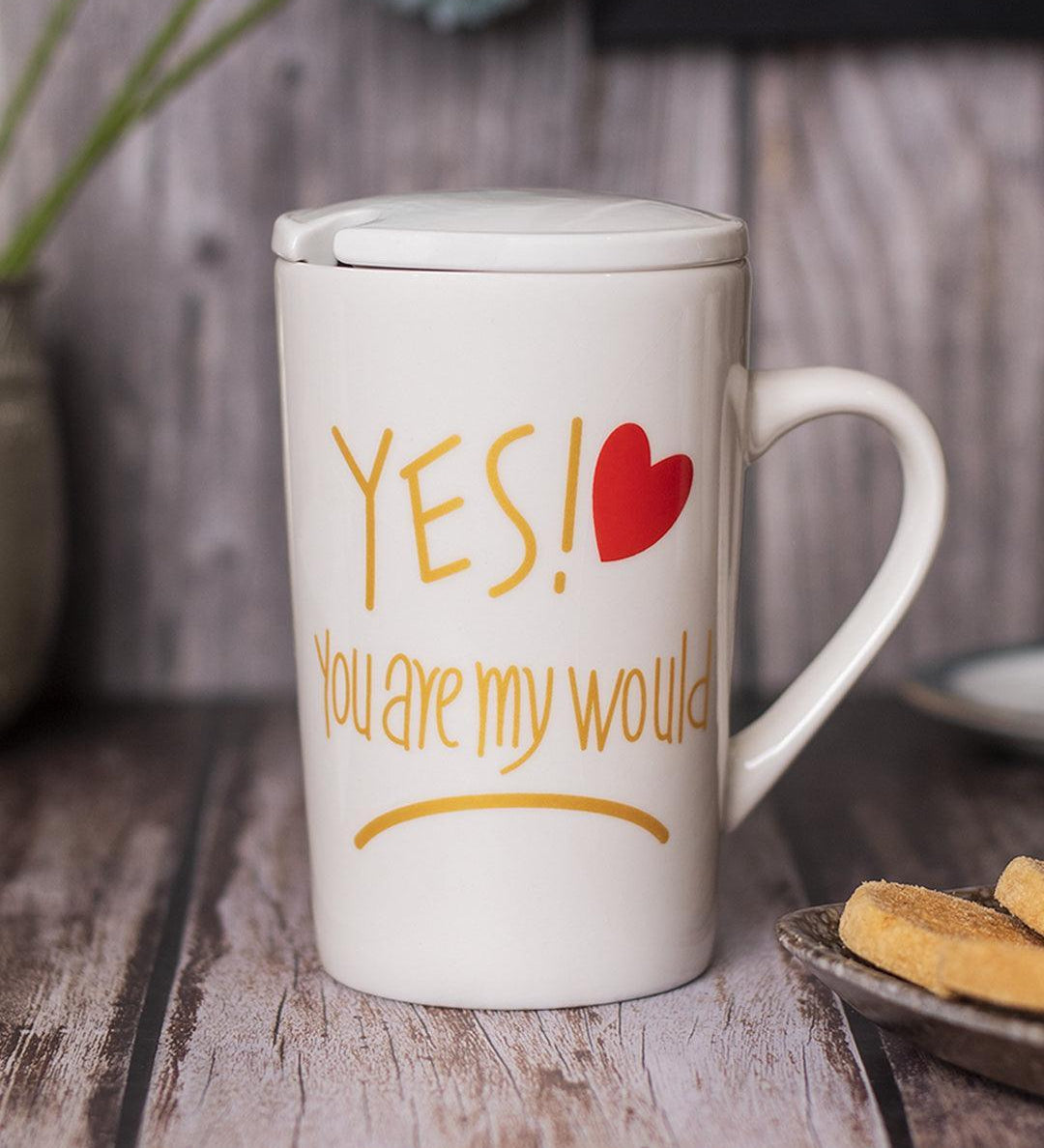 You! you are my would 'Coffee Mug With Lid and Spoon - White, 450mL - MARKET 99
