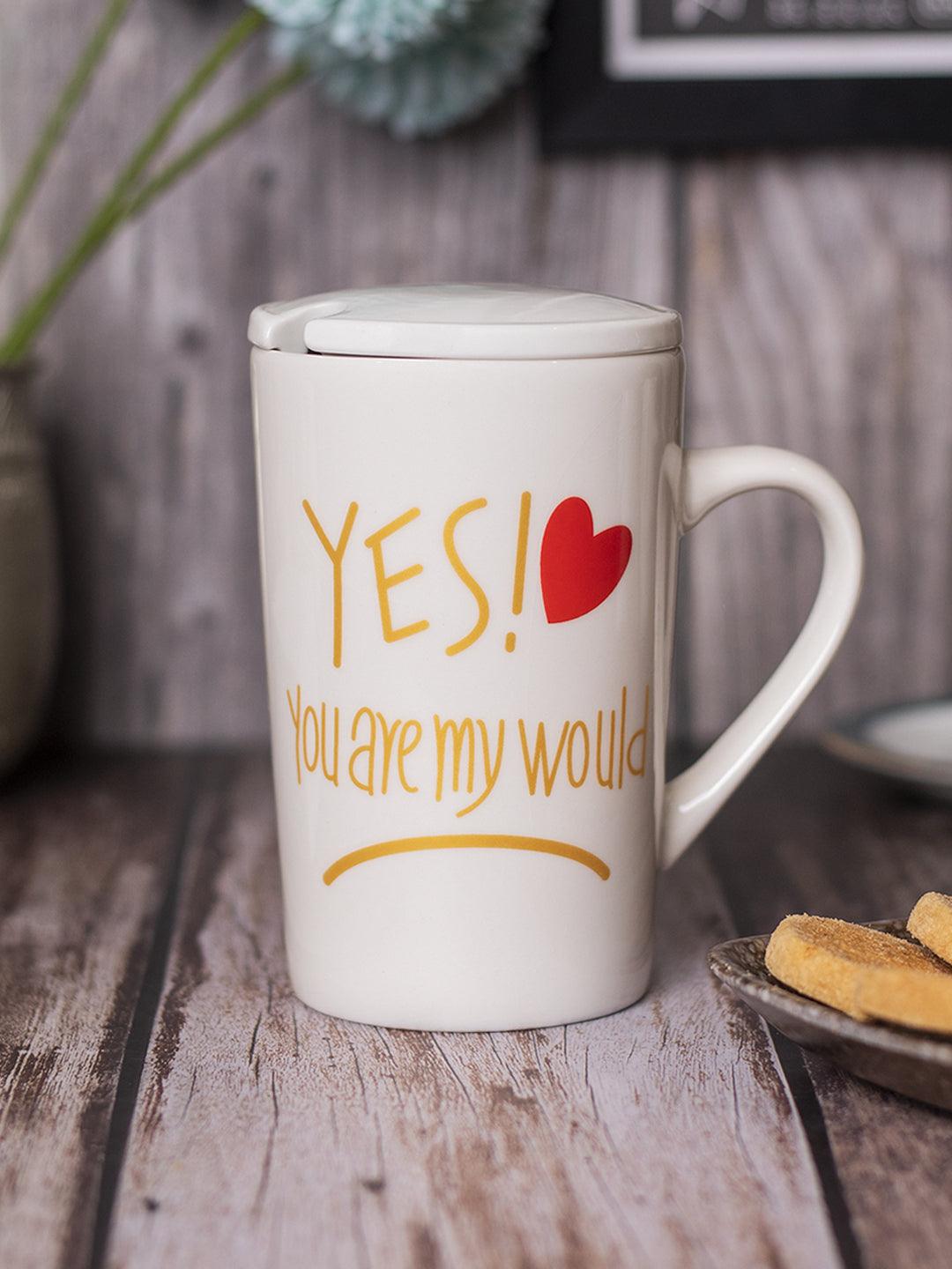 You! you are my would 'Coffee Mug With Lid and Spoon - White, 450mL - MARKET 99