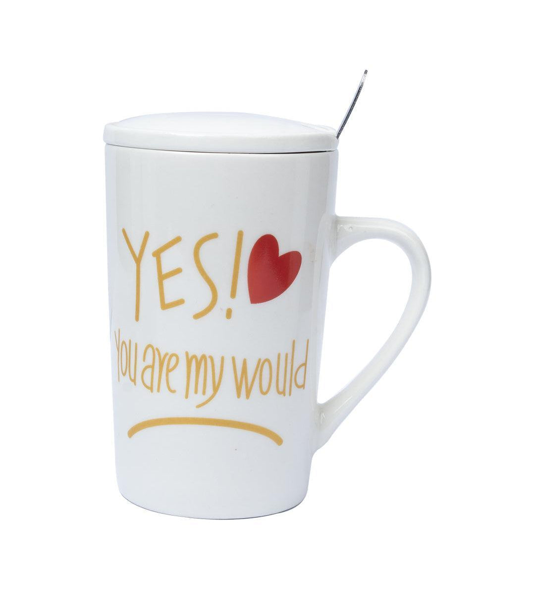 You! you are my would 'Coffee Mug With Lid and Spoon - White, 450mL - MARKET 99