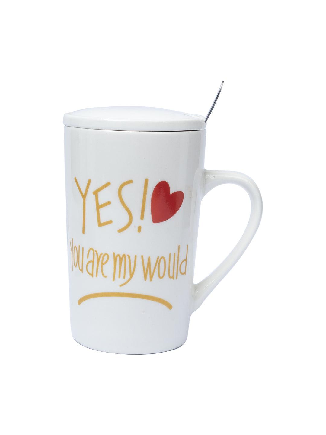 You! you are my would 'Coffee Mug With Lid and Spoon - White, 450mL - MARKET 99