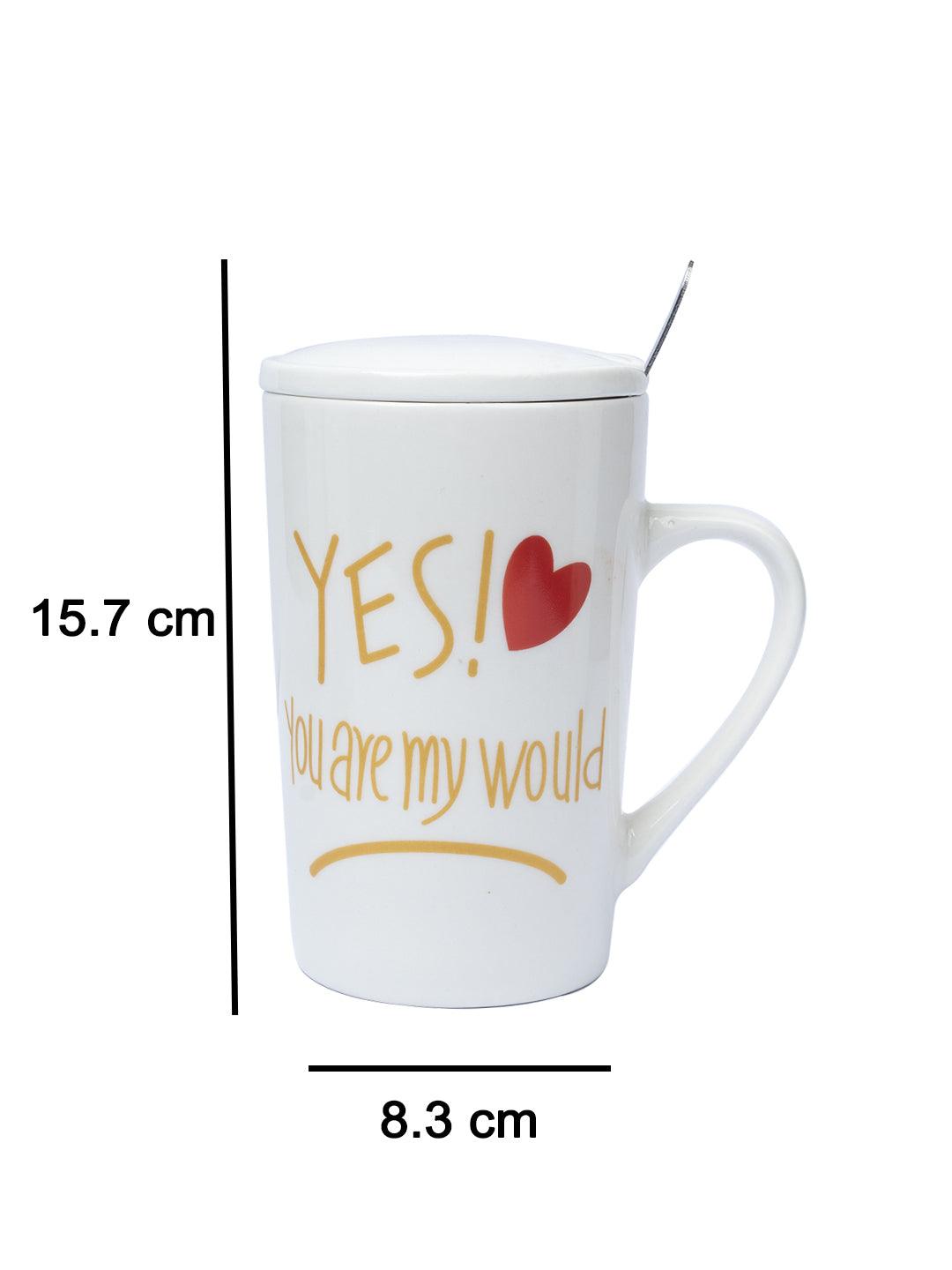 You! you are my would 'Coffee Mug With Lid and Spoon - White, 450mL - MARKET 99