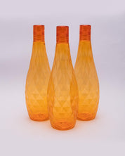 Fridge Water Bottle Set, Crystal Look, Orange Colour, Plastic, 1 L, Pack Of 3 - MARKET99