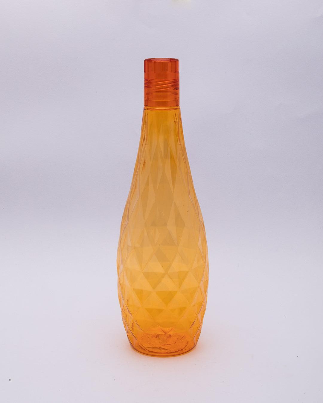 Fridge Water Bottle Set, Crystal Look, Orange Colour, Plastic, 1 L, Pack Of 3 - MARKET99