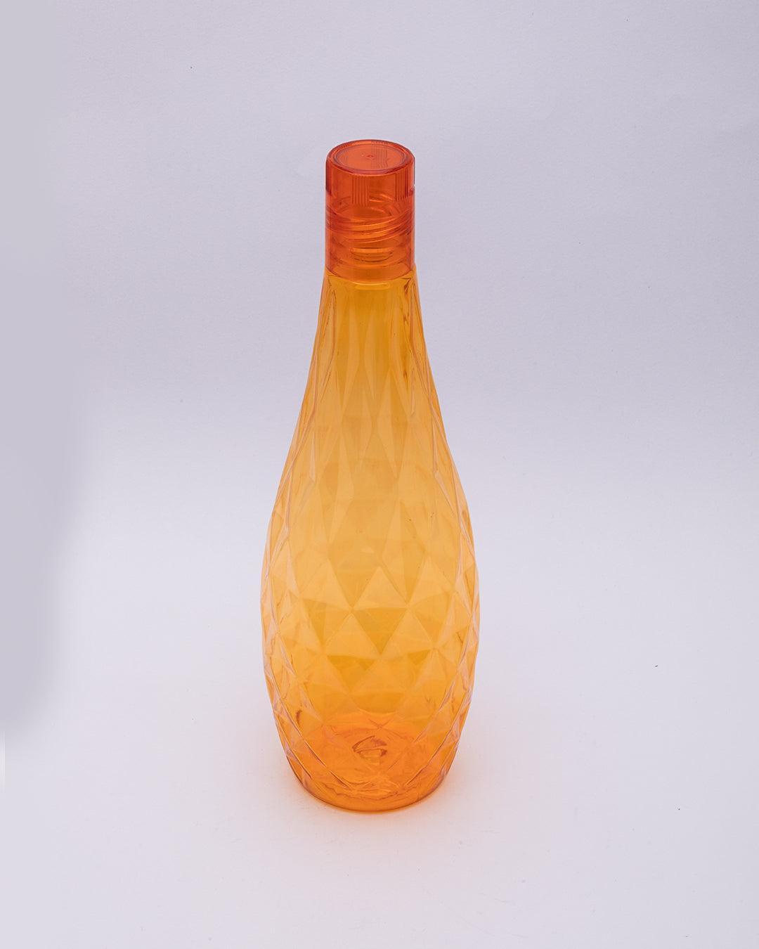 Fridge Water Bottle Set, Crystal Look, Orange Colour, Plastic, 1 L, Pack Of 3 - MARKET99