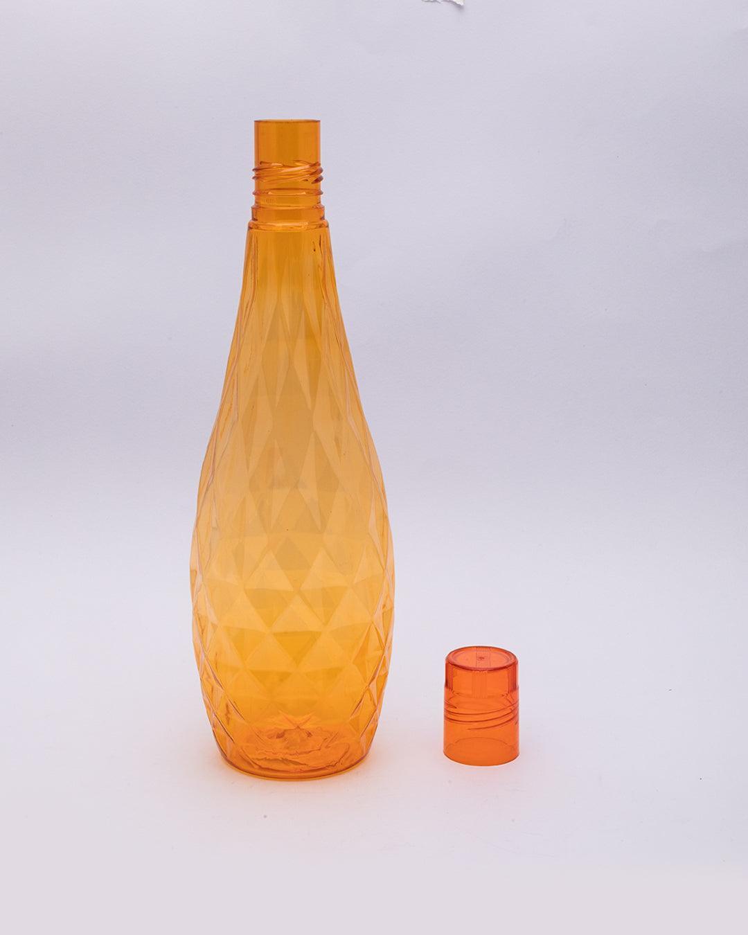 Fridge Water Bottle Set, Crystal Look, Orange Colour, Plastic, 1 L, Pack Of 3 - MARKET99