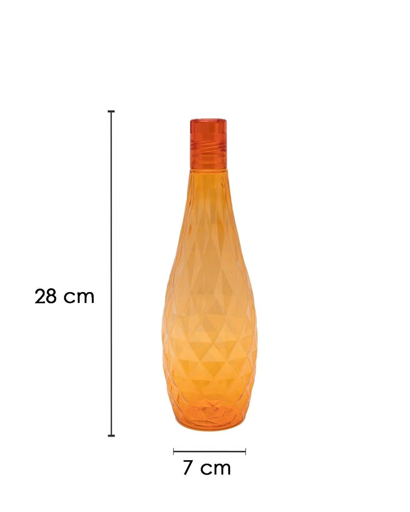 Fridge Water Bottle Set, Crystal Look, Orange Colour, Plastic, 1 L, Pack Of 3 - MARKET99