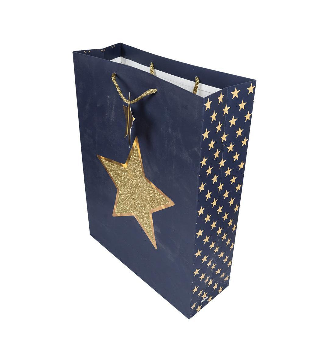 Star Gift Bag, Navy Blue, Paper, Set of 3 - MARKET99
