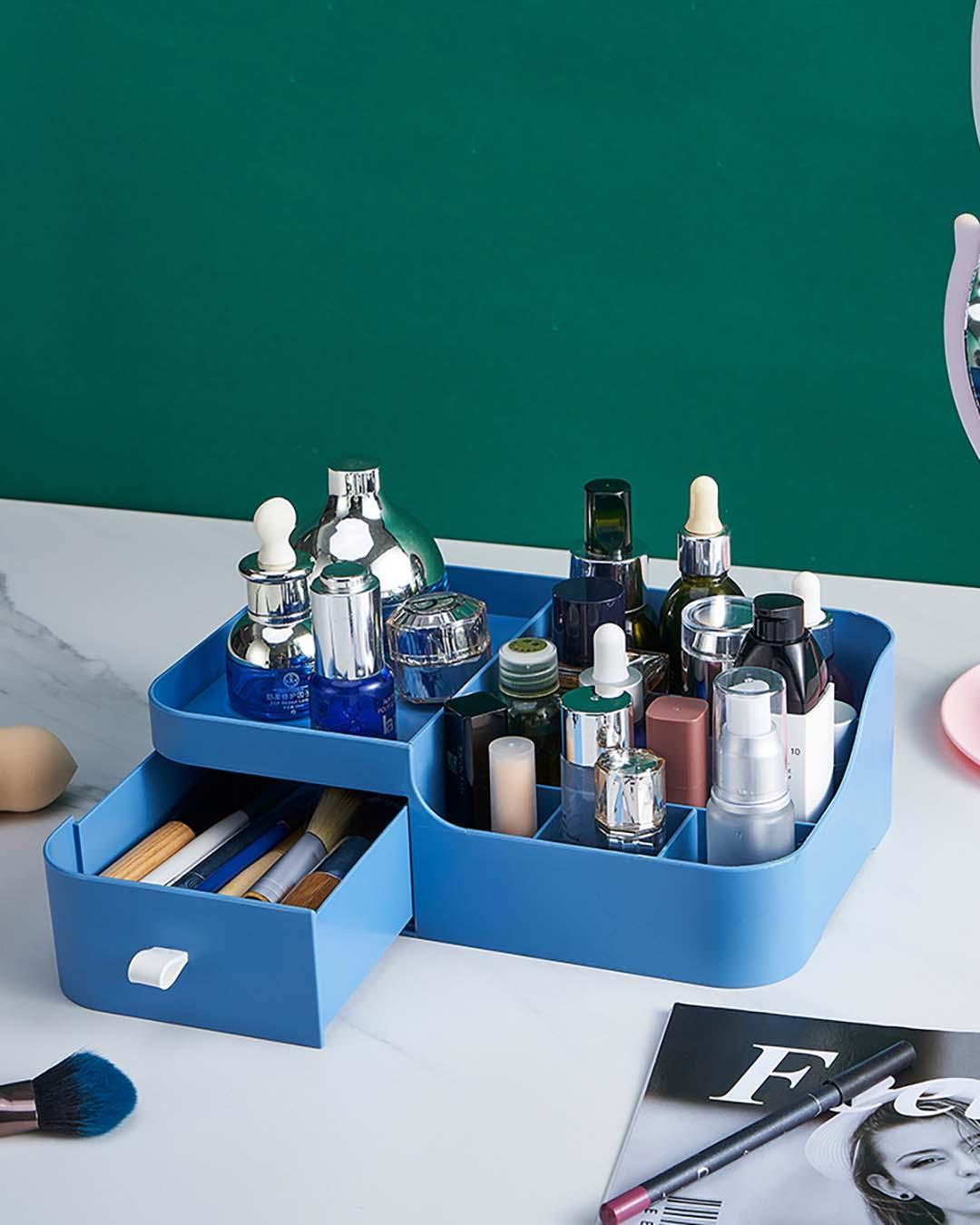 Table Organiser with Multiple Sections, Sky Blue, Plastic - MARKET99