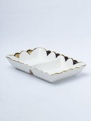 Antique Off White Ceramic Divided Serving Dish - 21 x 14 x 6CM - 4