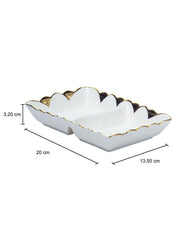 Antique Off White Ceramic Divided Serving Dish - 21 x 14 x 6CM - 5