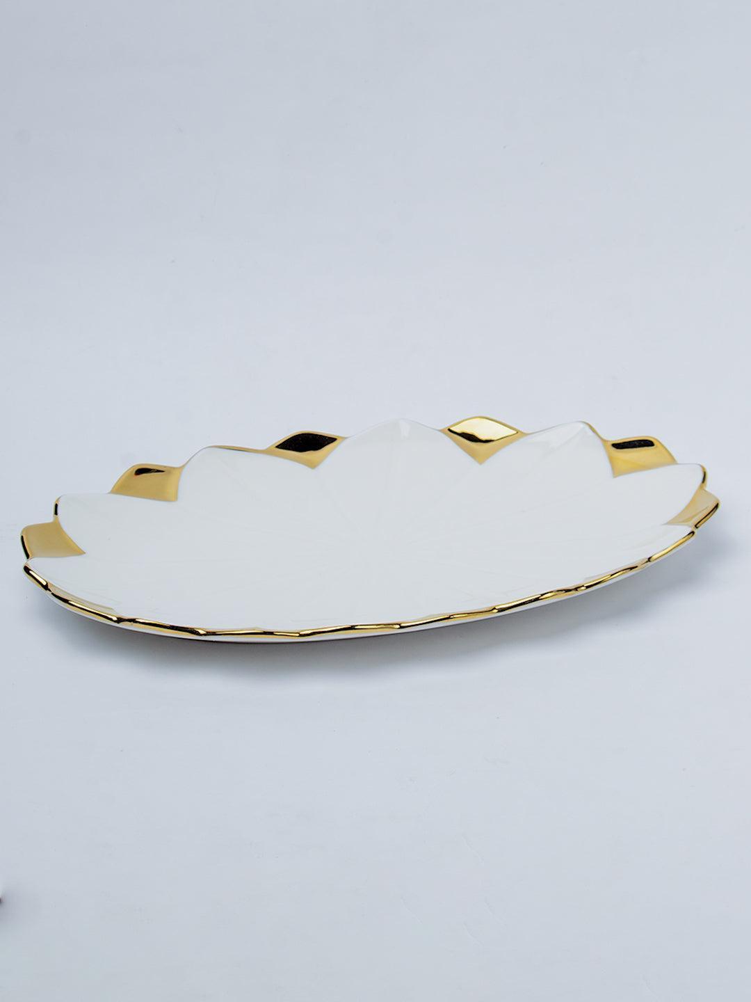 Antique Off White Ceramic Oval Serving Dish - 26 x 16 x 4CM - 2