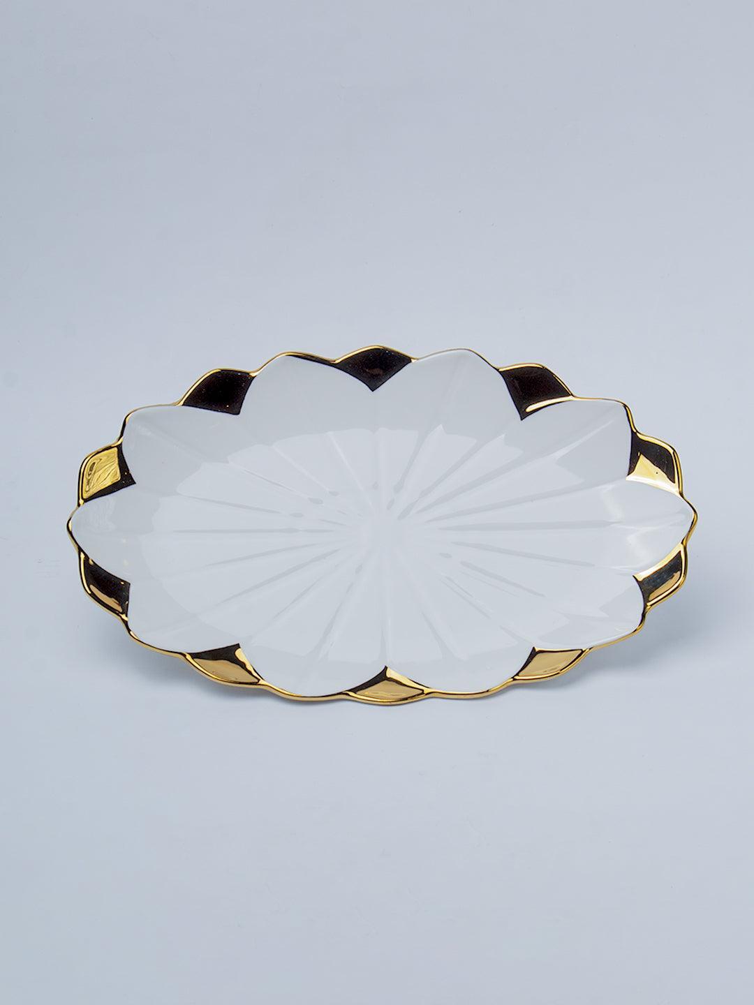 Antique Off White Ceramic Oval Serving Dish - 26 x 16 x 4CM - 4