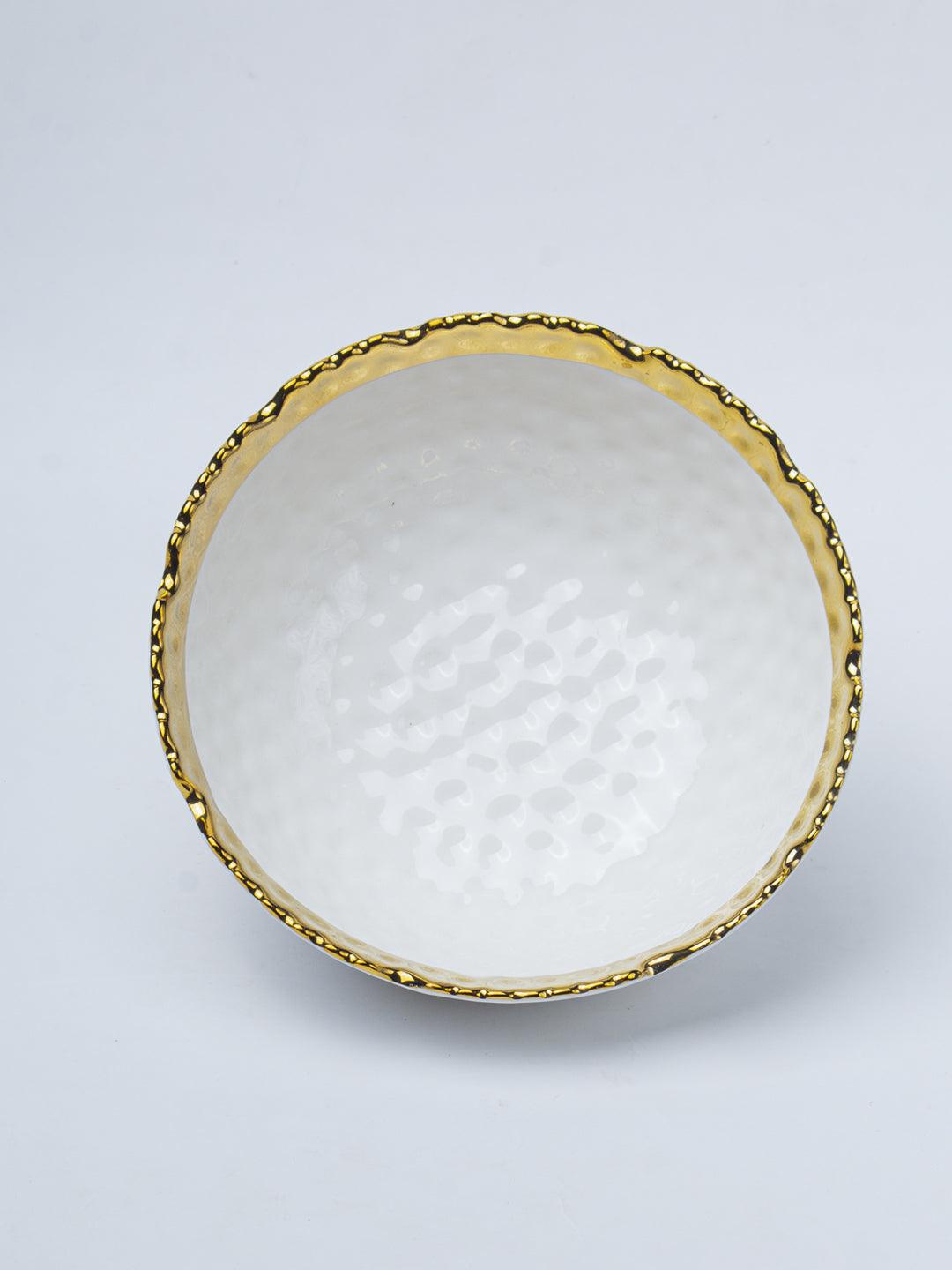 Antique Off White Ceramic Round Serving Dish - 18 x 18 x 7CM - 2