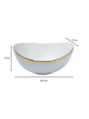 Antique Off White Ceramic Round Serving Dish ( Both Side Handle ) - 21 x 17 x 9CM - 6