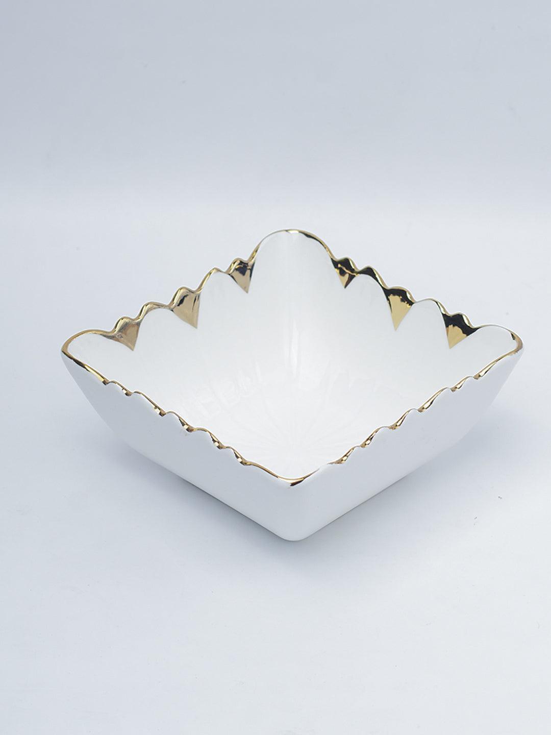 Antique Off White Ceramic Square Serving Dish - 12 x 12 x 7CM - 4