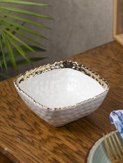 Antique Off White Ceramic Square Serving Dish - 13 x 13 x 6CM - 1