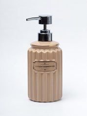 Beige Ceramic Bathroom Set Of 4 - Ribbed Design, Bath Accessories - 2