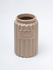 Beige Ceramic Bathroom Set Of 4 - Ribbed Design, Bath Accessories - 5