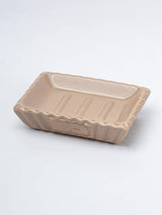 Beige Ceramic Bathroom Set Of 4 - Ribbed Design, Bath Accessories - 6