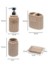 Beige Ceramic Bathroom Set Of 4 - Ribbed Design, Bath Accessories - 7