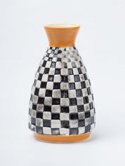 Black & White Ceramic Curvy Vase - Checks, Flower Holder - 2