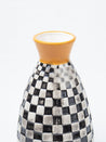 Black & White Ceramic Curvy Vase - Checks, Flower Holder - 4
