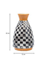 Black & White Ceramic Curvy Vase - Checks, Flower Holder - 5
