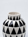 Black & White Ceramic Curvy Vase - Triangular Checks, Flower Holder - 4