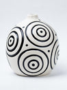 Black & White Ceramic Round Vase - Cuircular Pattern, Flower Holder - 2