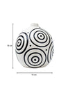 Black & White Ceramic Round Vase - Cuircular Pattern, Flower Holder - 5