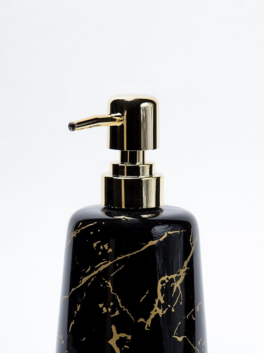 Black Ceramic Liquid Soap Dispenser - Stone Finish, Bath Accessories - 4