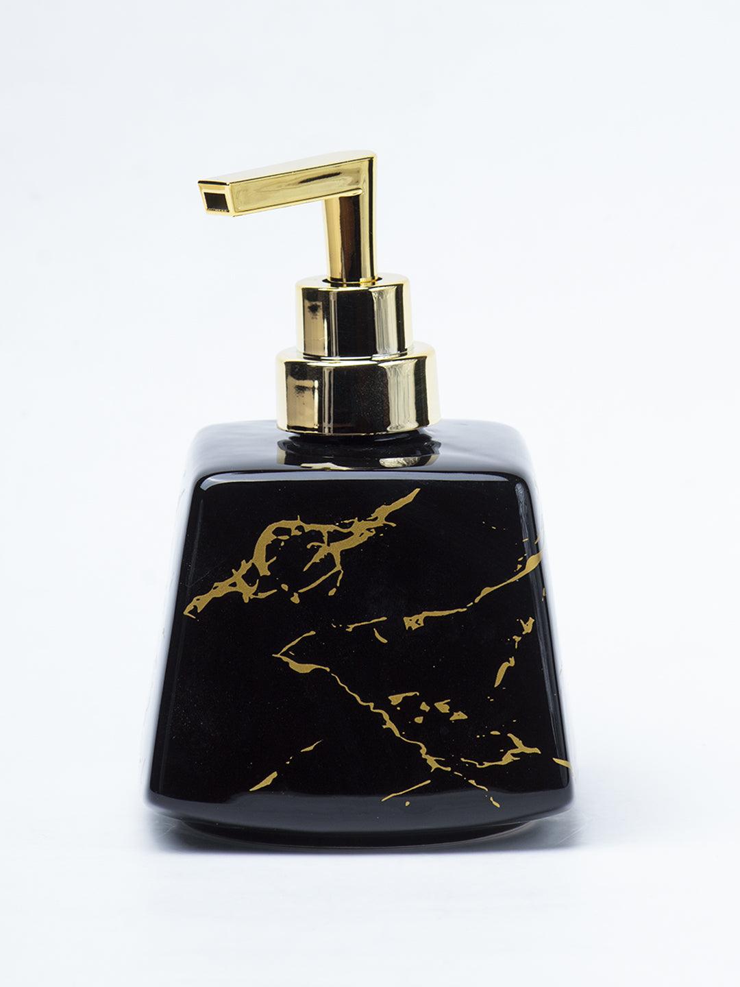 Black Ceramic Soap Dispenser - Stone Finish, Bath Accessories - 2