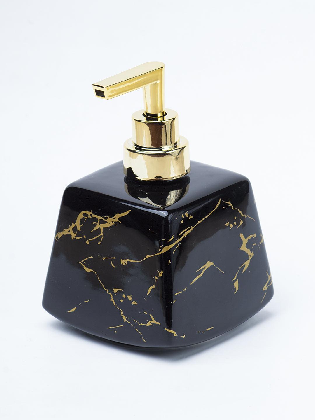 Black Ceramic Soap Dispenser - Stone Finish, Bath Accessories - 3