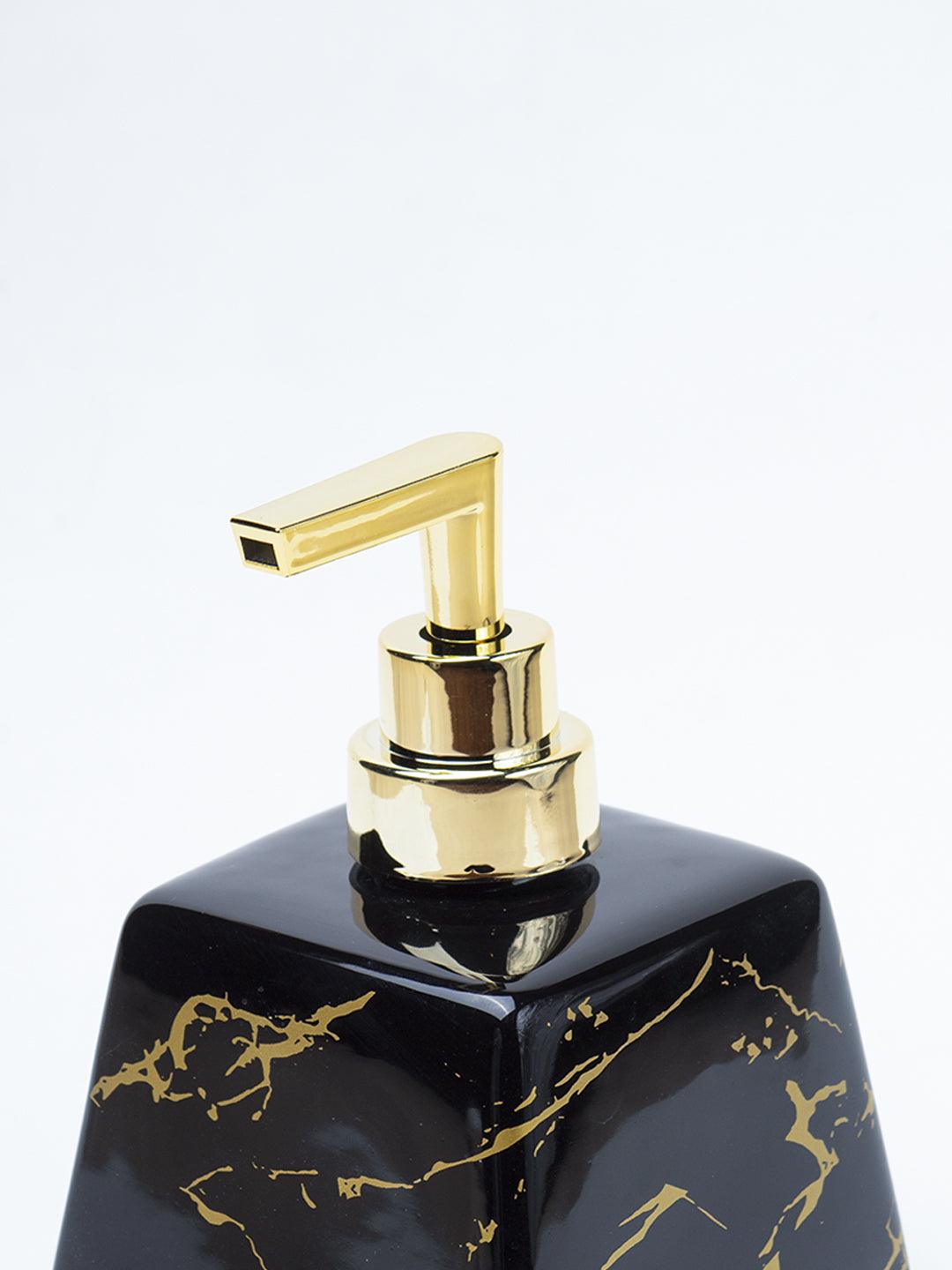Black Ceramic Soap Dispenser - Stone Finish, Bath Accessories - 4