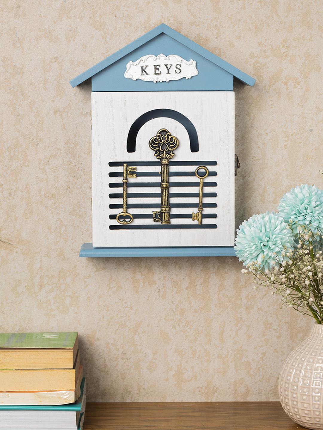 Blue & White Wood House Key Organizer Box - Market99 – MARKET99
