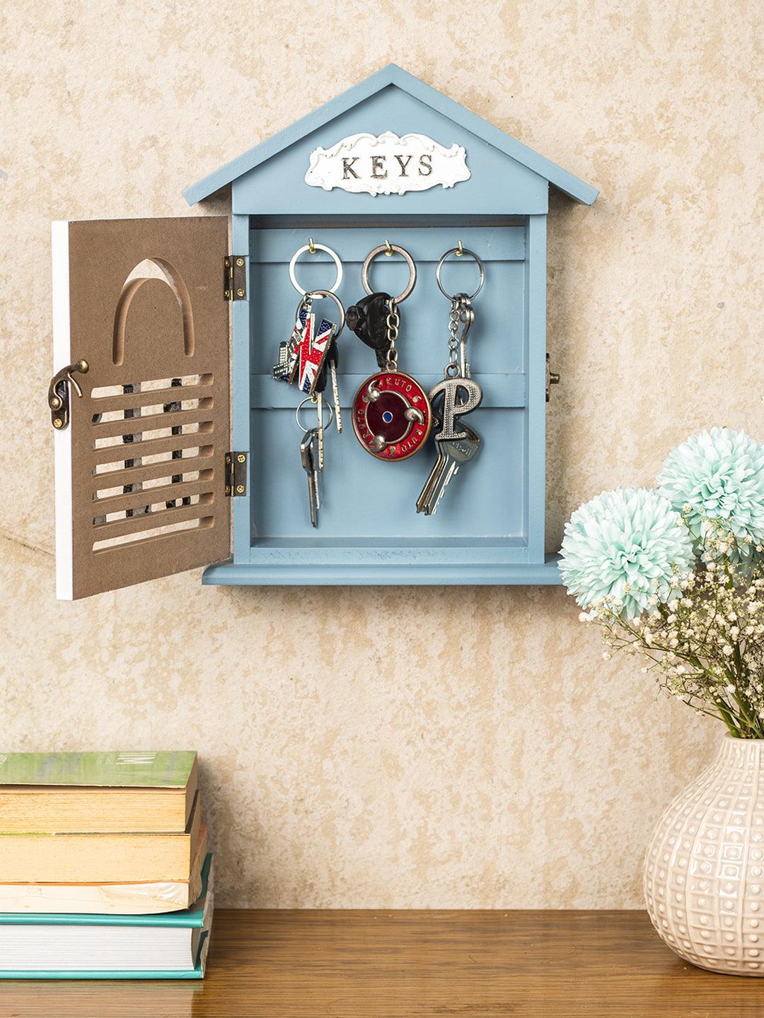 Blue & White Wood House Key Organizer Box - 2