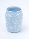 Blue Ceramic Bathroom Set Of 4 - Floral Design, Bath Accessories - 4