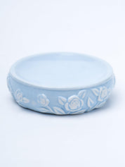 Blue Ceramic Bathroom Set Of 4 - Floral Design, Bath Accessories - 6