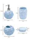 Blue Ceramic Bathroom Set Of 4 - Floral Design, Bath Accessories - 7