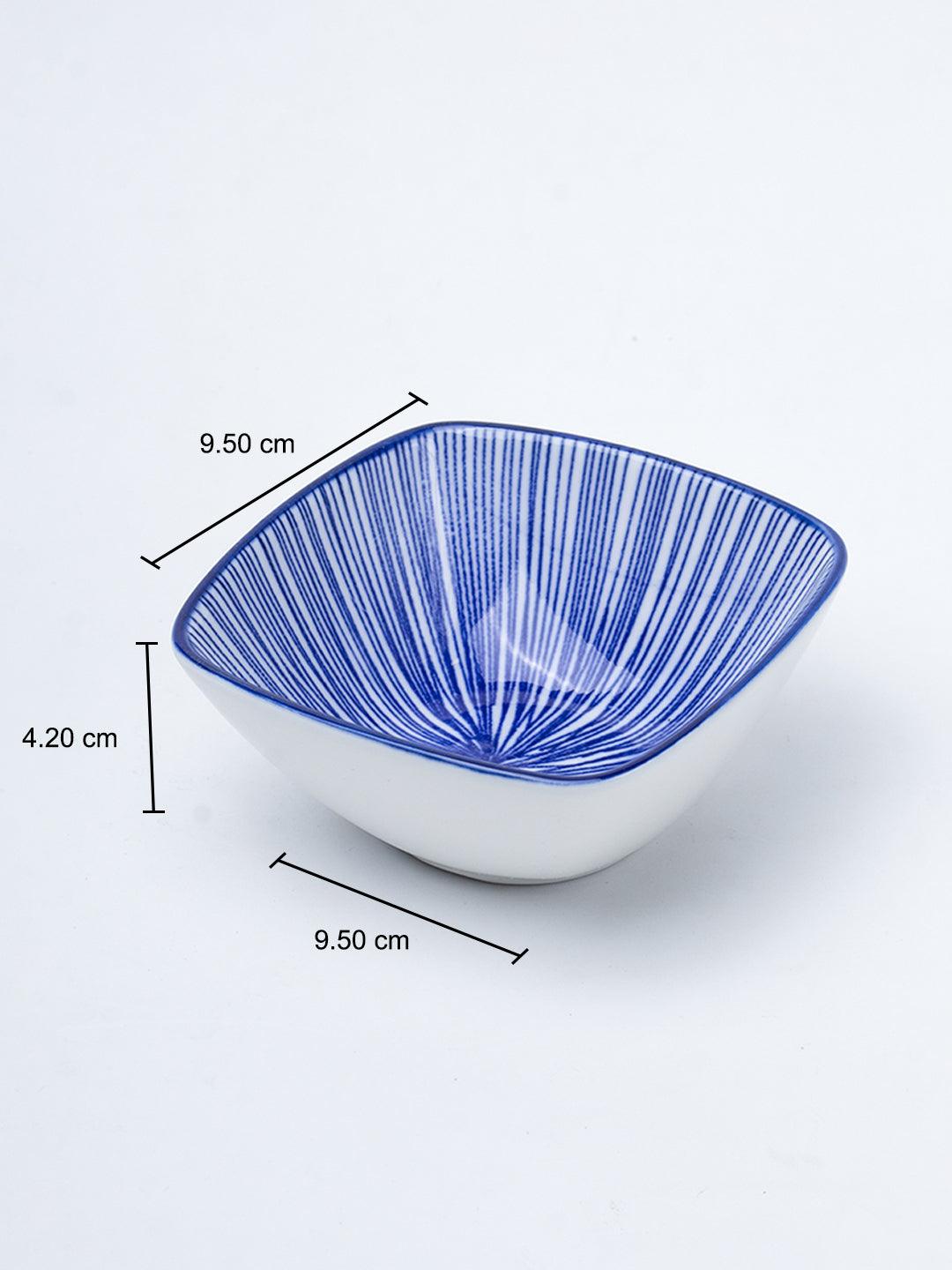 Blue Ceramic Dish, Pack Of 3 - Geometric Pattern, Serveware - 6