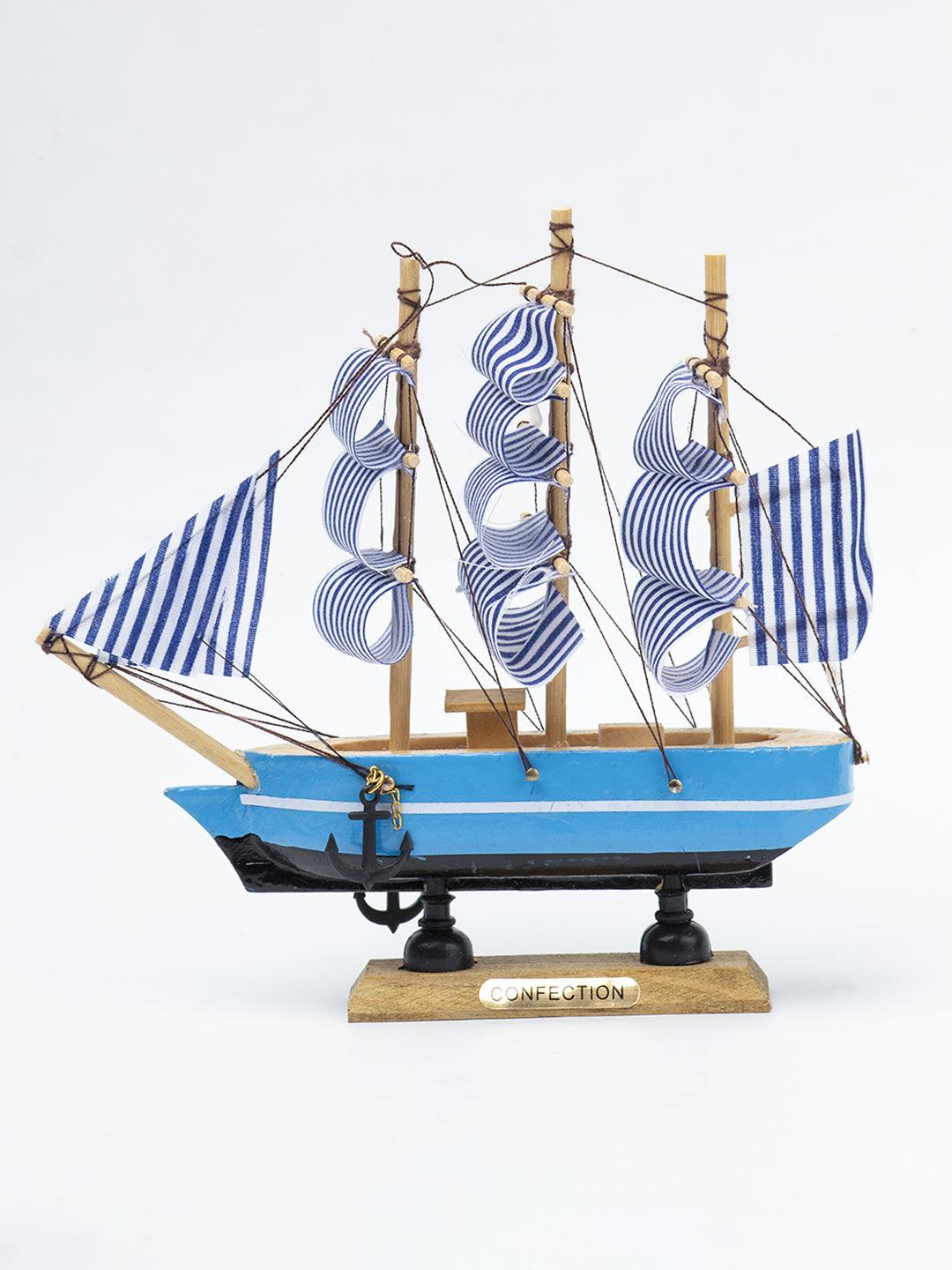 Blue Wooden Marine Nautical Sailing Boat Ship Ornament - 2