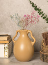 Brown Ceramic Curvy Vase - Curvy, Flower Holder - 1
