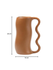 Brown Ceramic Curvy Vase - Curvy, Flower Holder - 5