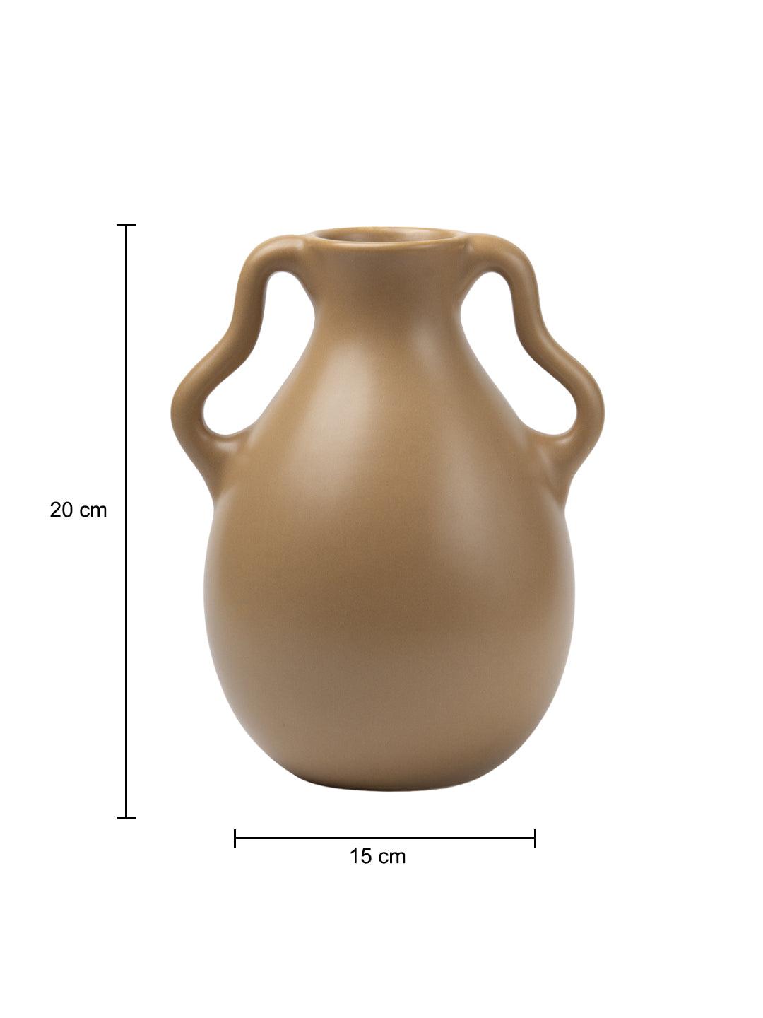 Brown Ceramic Curvy Vase - Curvy, Flower Holder - 6