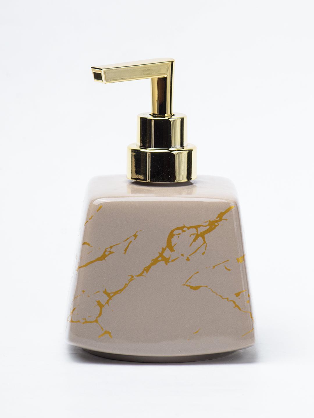 Brown Ceramic Soap Dispenser - Stone Finish, Bath Accessories - 2